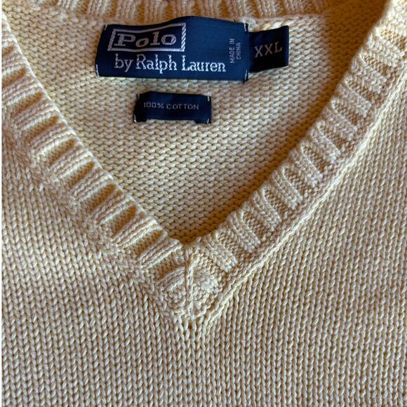 Polo Ralph Lauren Chunky Cotton Knit Mens Butter Yellow V-Neck Sweater Vest XXL - Picture 3 of 7